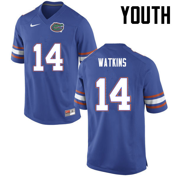 Youth Florida Gators #14 Jaylen Watkins College Football Jerseys-Blue